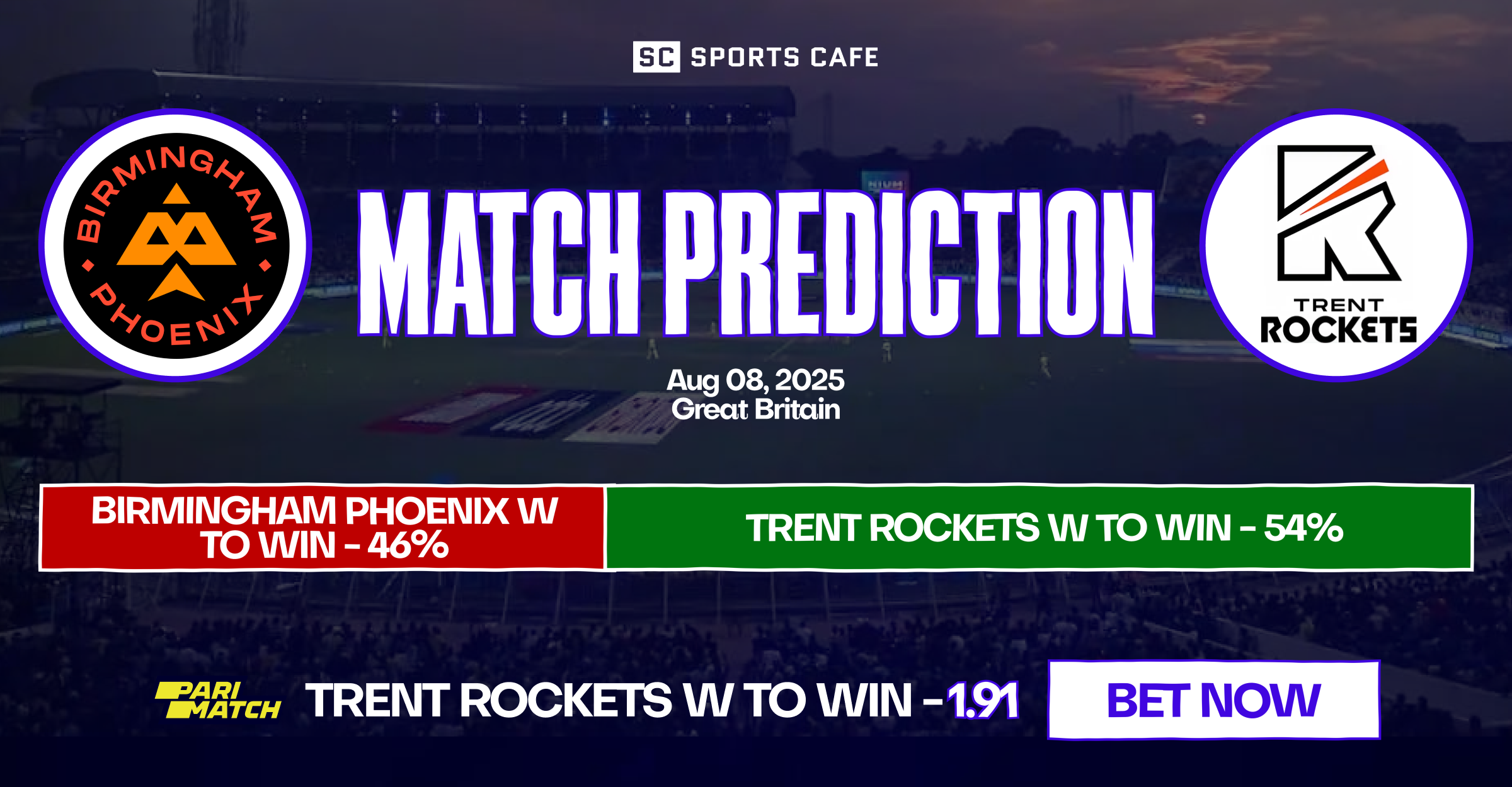 Trent Rockets W vs Birmingham Phoenix W match prediction.